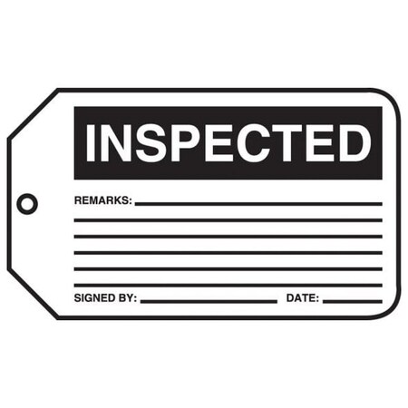 Accuform Safety Tags, INSPECTED, 5.75in x 3.25in, RP-Plastic, 25PK MMT305PTP